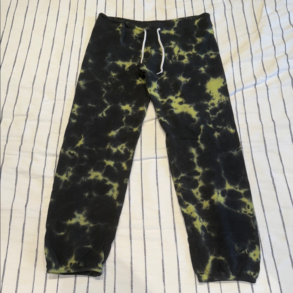 Monrow Black & Green Tie-Dye Sweatpants Joggers - Size Medium